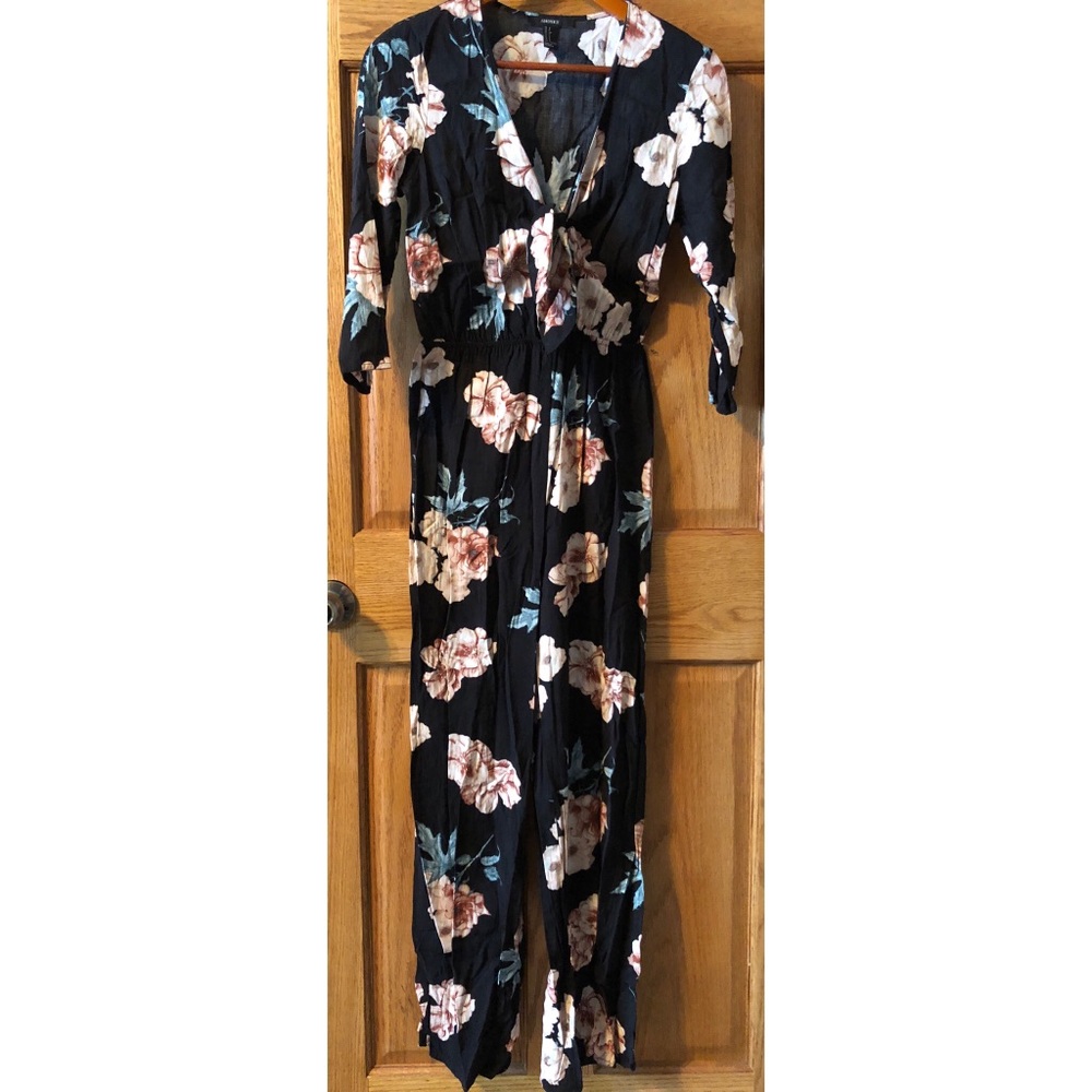 F21 Floral Midi Sleeve Jumpsuit